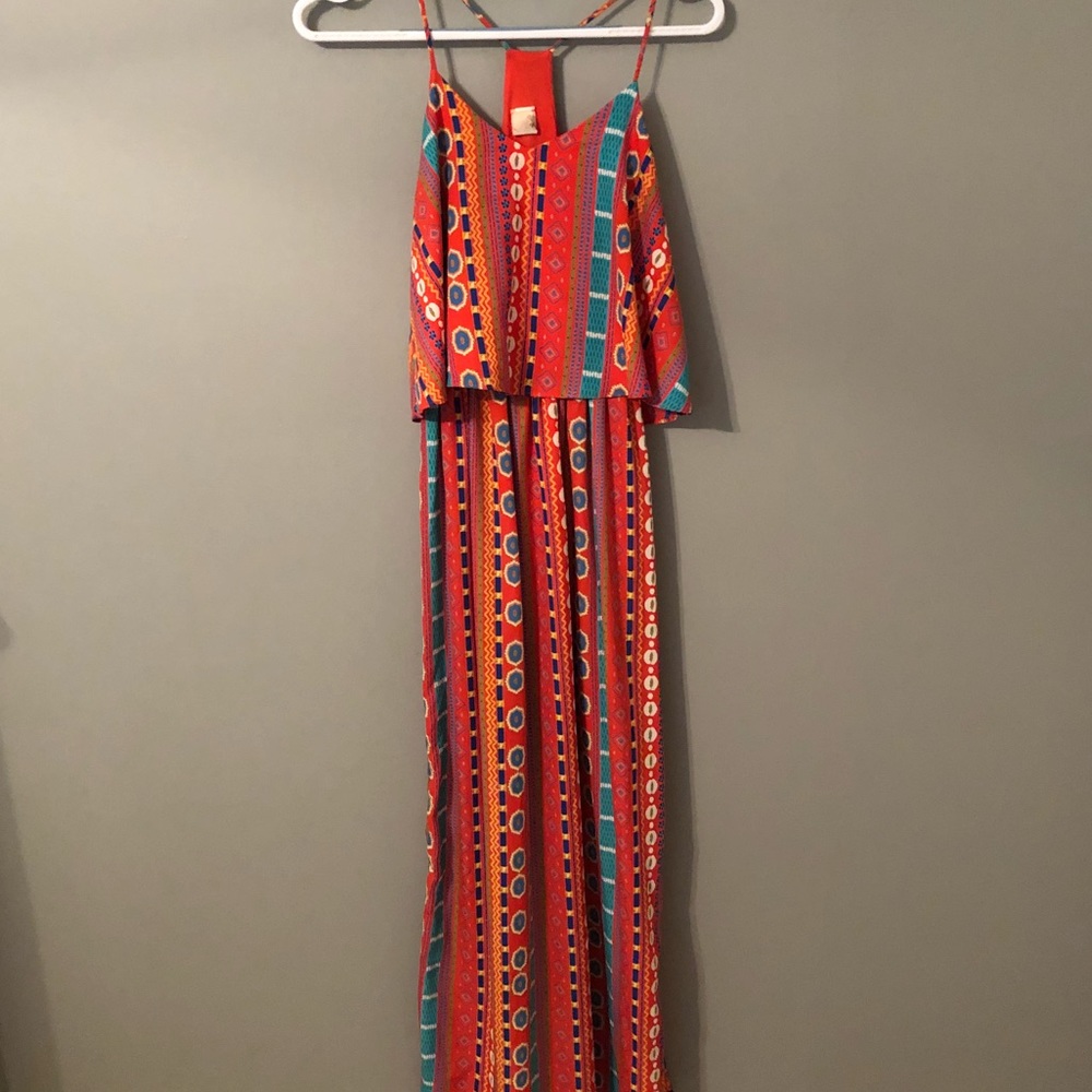 Multi colored exotic maxi dress